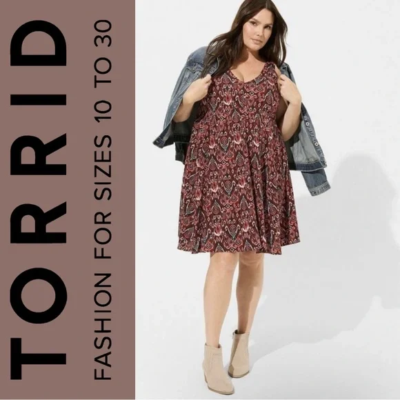 torrid Dresses Torrid Ikat Print Above The Knee Challis Vneck